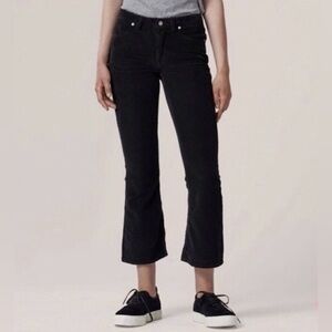 NWT The Cords & Co Women’s Elin Cropped Flare Corduroy Pants in Black Size 30